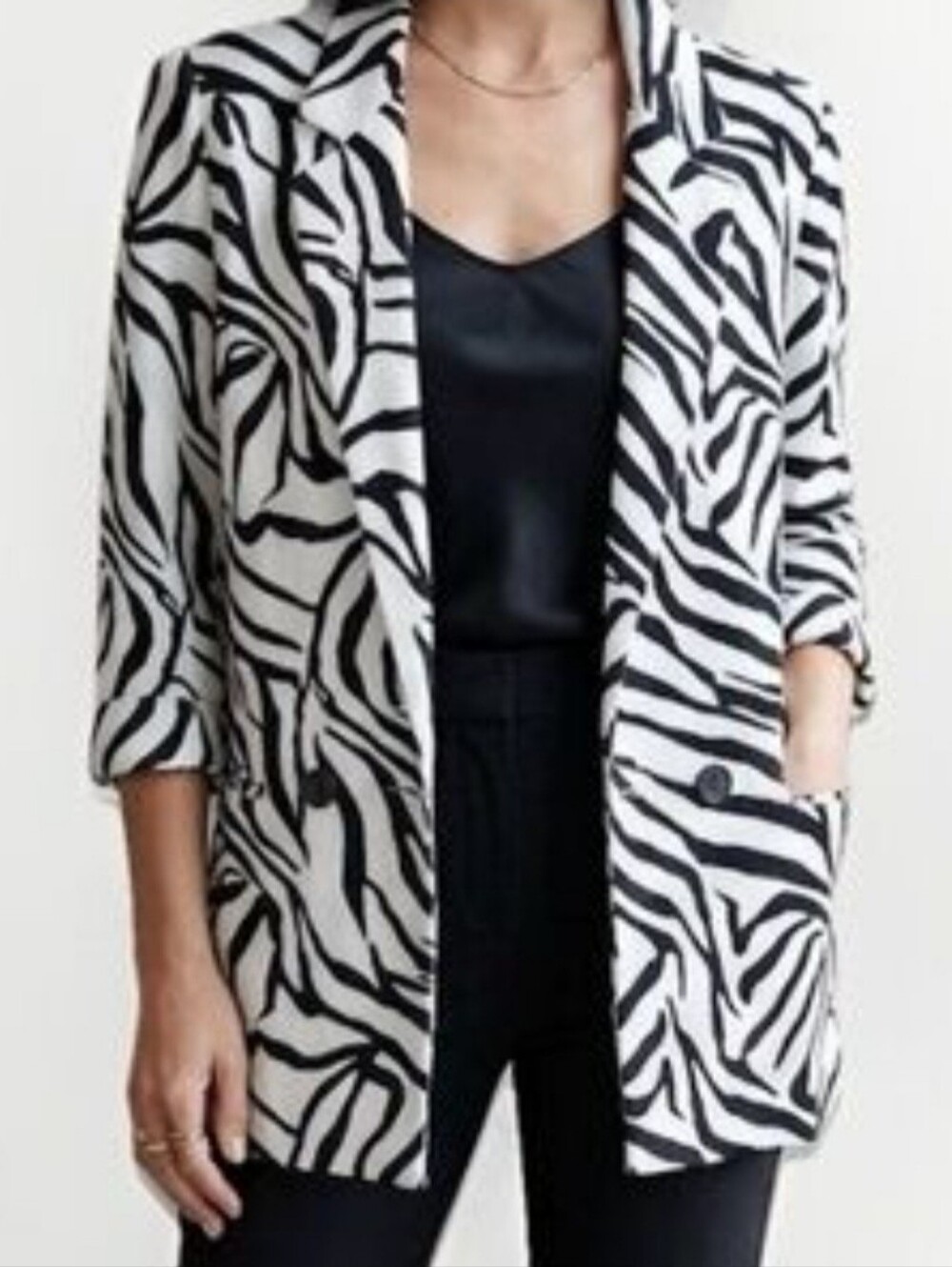 Rachel Zoe Black & White Zebra-Print Blazer Size S